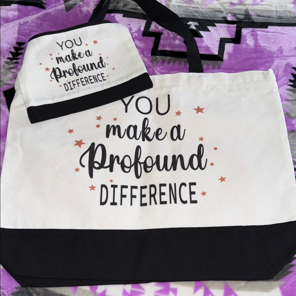 ✨Inspirational Black and White Tote Bag Set